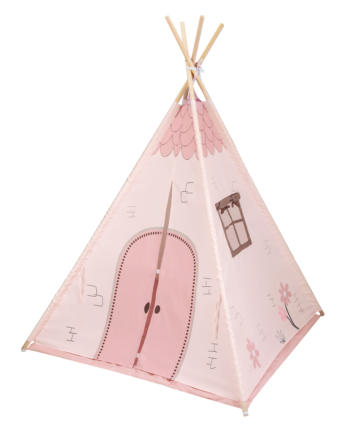 Teepee de madera con alfombra acolchada - Casa Rosa