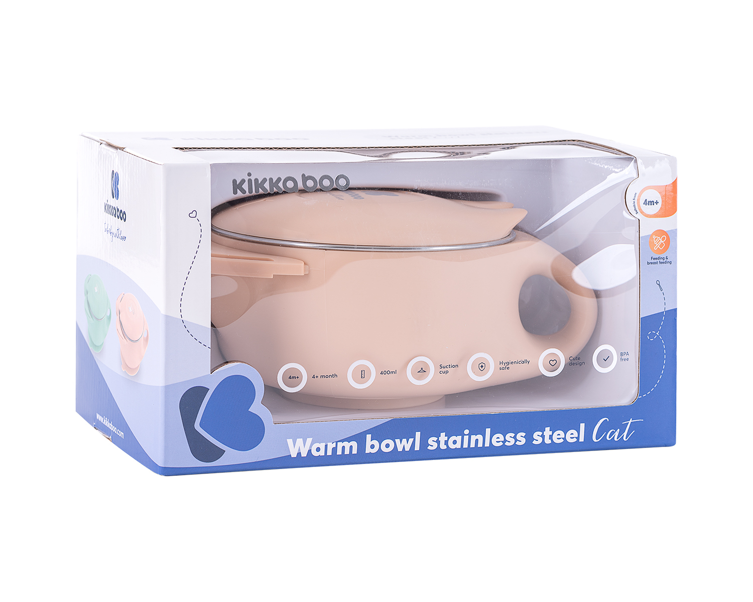 Cuenco de acero inoxidable con doble pared Cat Rosa