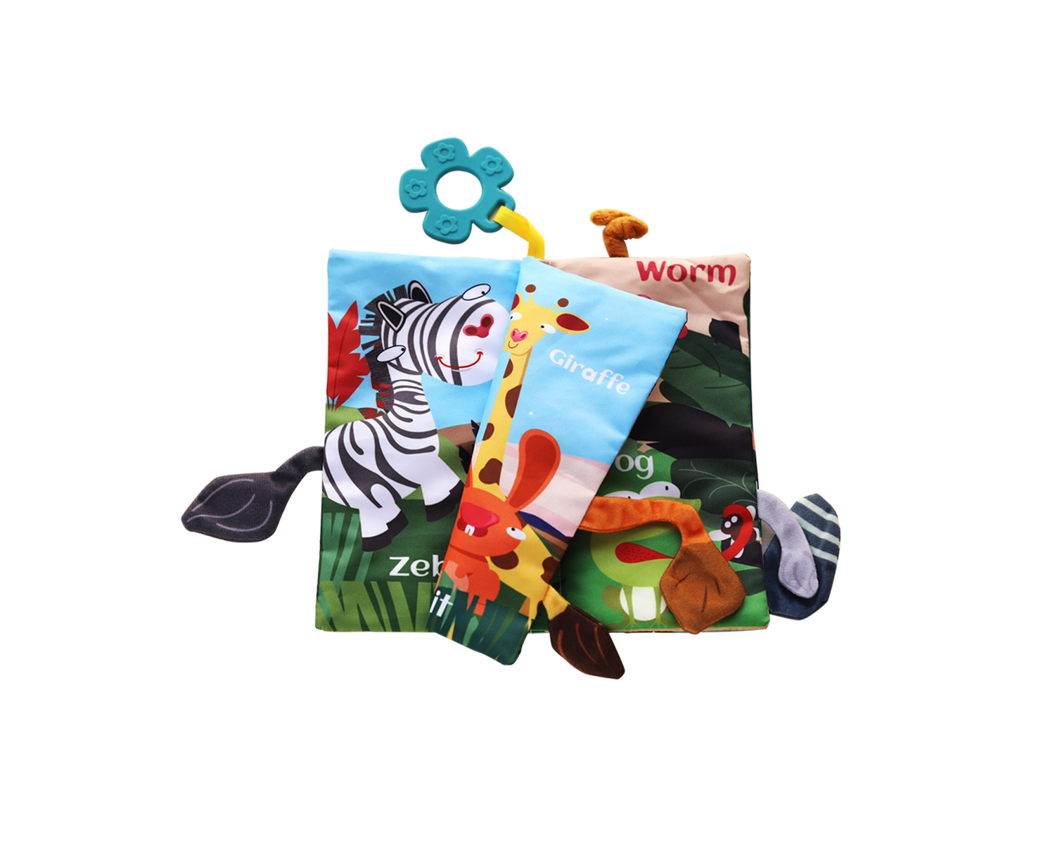 Libro educativo de tela con mordedor Wild animals